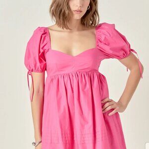 English Factory Pleated Detail Puff Sleeve Mini Dress size XS, no tag